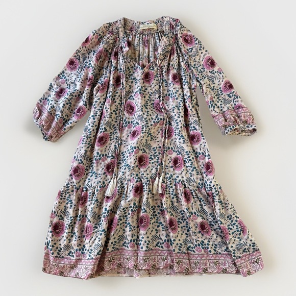 Natalie Martin Dresses & Skirts - Natalie Martin Stevie Tassel Dress XS Blush Floral Boho Resort Rayon $325